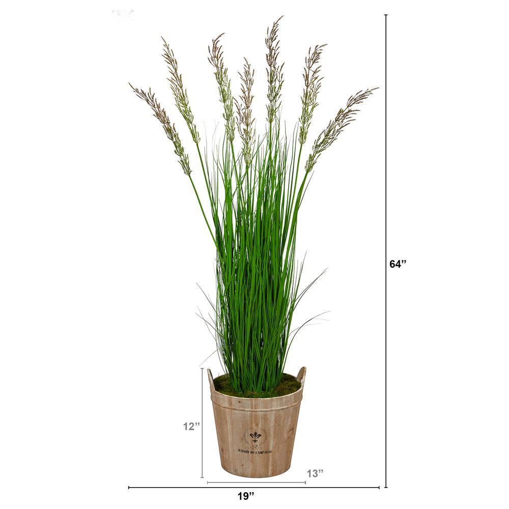 64in. Wheat Grass Artificial Plant in Farmhouse Planter. Picture 2