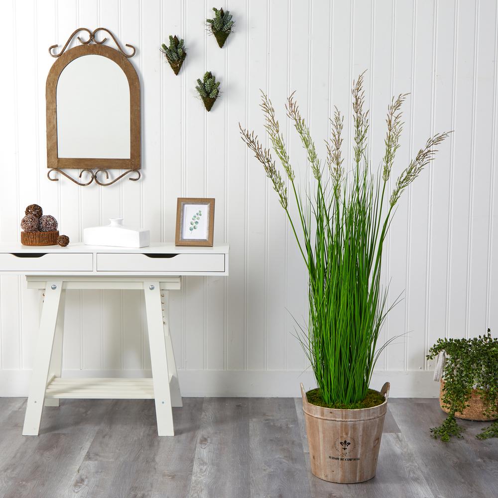 64in. Wheat Grass Artificial Plant in Farmhouse Planter. Picture 3