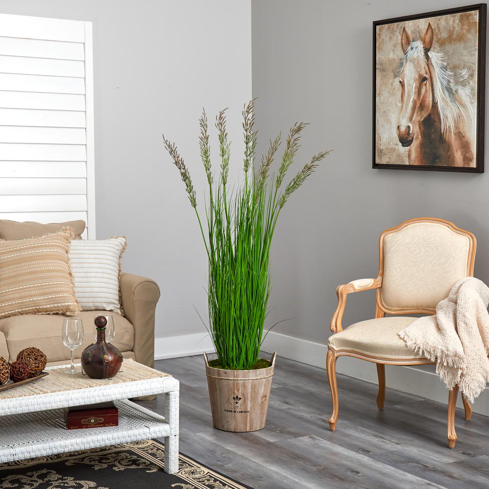 64in. Wheat Grass Artificial Plant in Farmhouse Planter. Picture 4