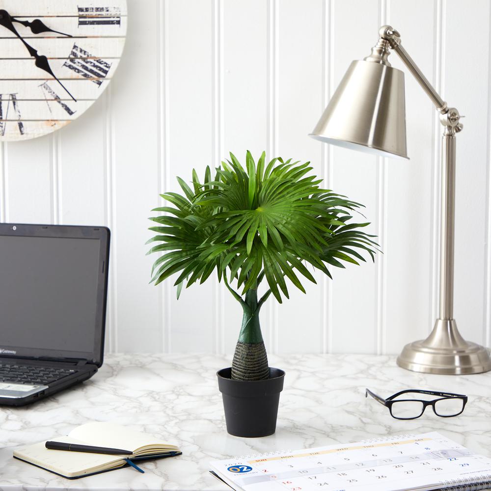 16in. Mini Fountain Palm Artificial Plant. Picture 3