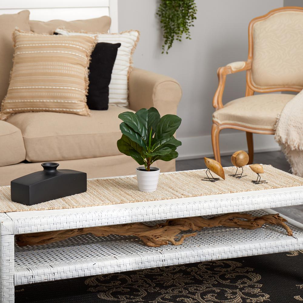 11in. Fiddle Leaf Artificial Plant in White Planter (Real Touch). Picture 3