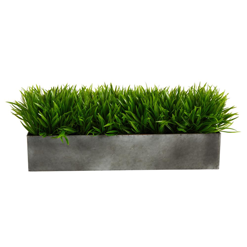 25in. Wild Grass Artificial Plant in Metal Planter. Picture 1