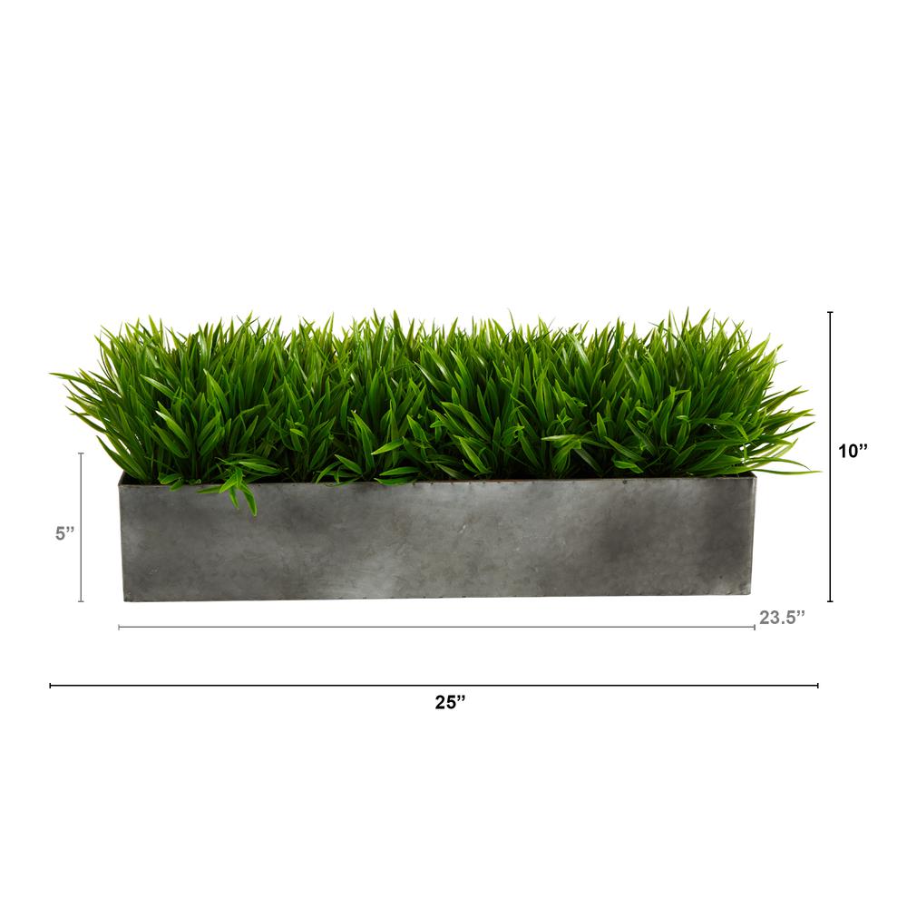 25in. Wild Grass Artificial Plant in Metal Planter. Picture 3