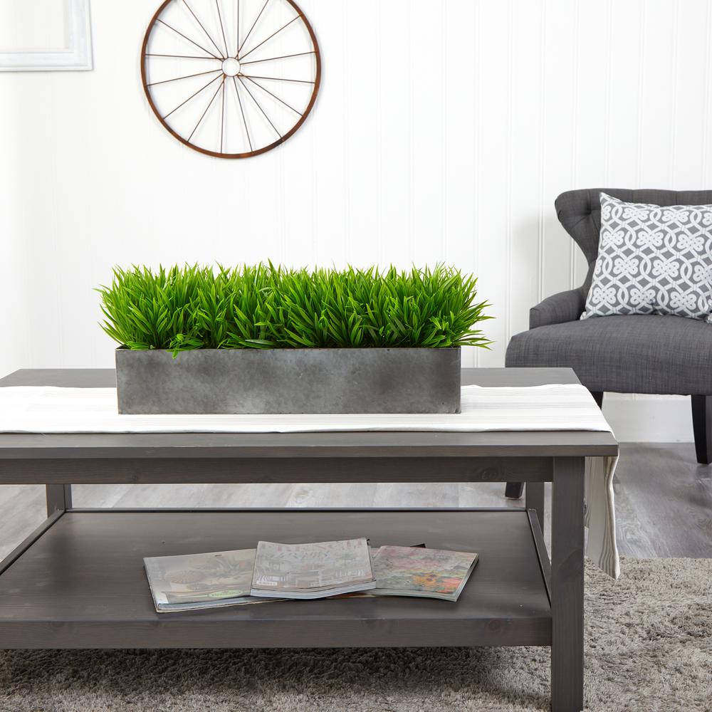 25in. Wild Grass Artificial Plant in Metal Planter. Picture 4