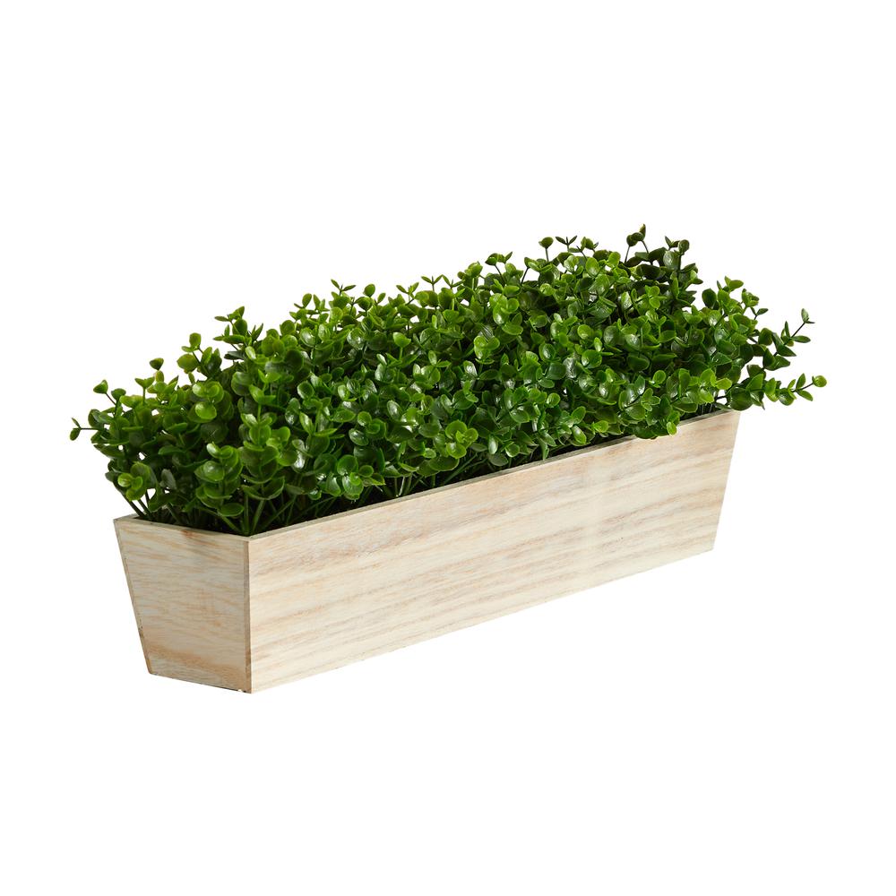 19in. Eucalyptus Artificial Plant in Decorative Planter. Picture 4