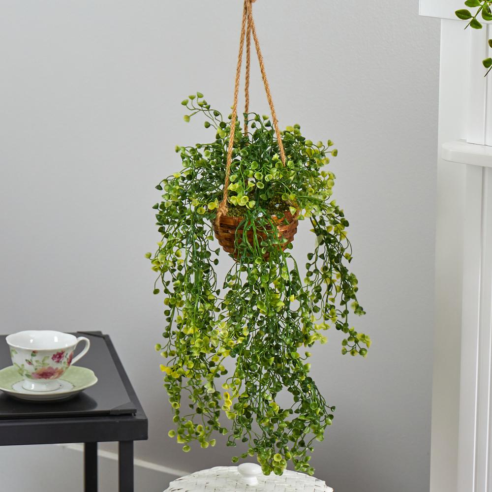 20in. Baby Tear Artificial Plant in Hanging Basket. Picture 4