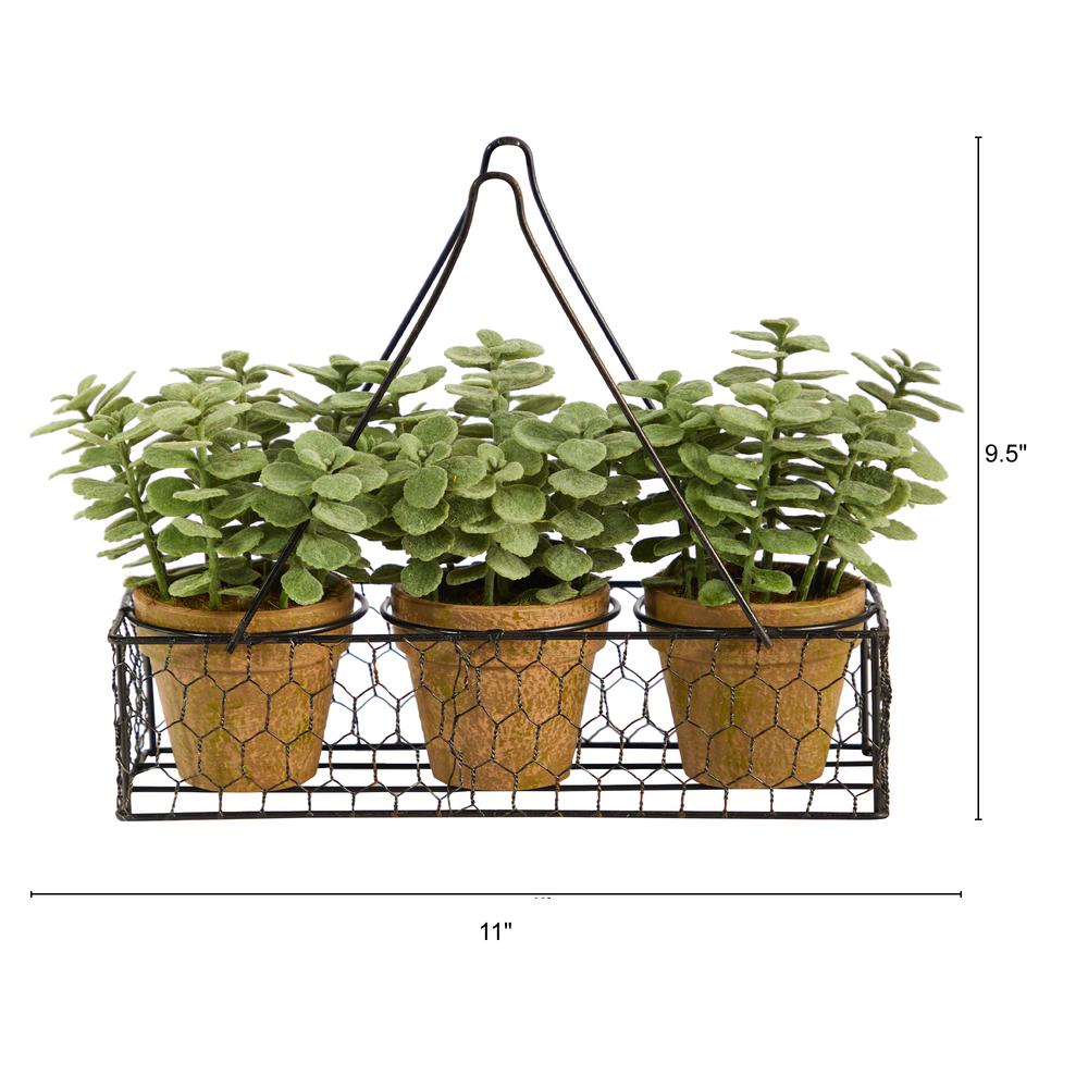 7in. Mini Jade Garden Artificial Plant in Hanging Planter. Picture 2
