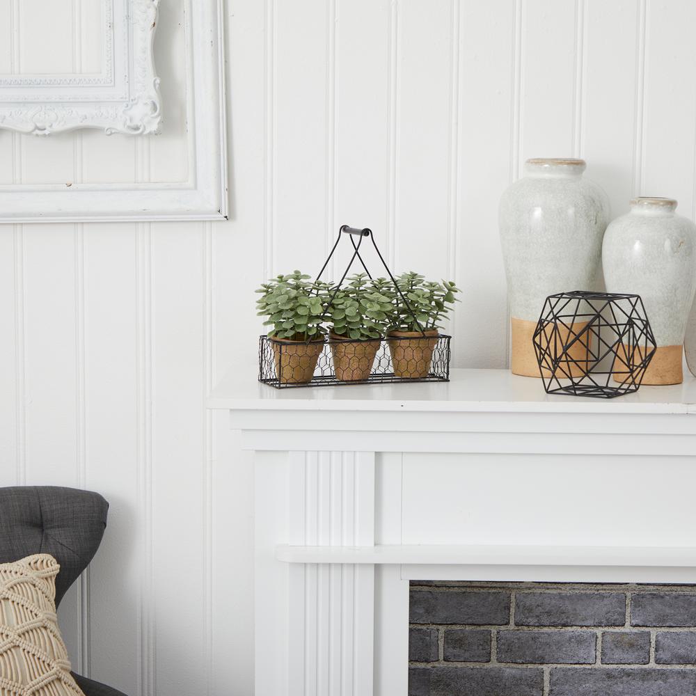 7in. Mini Jade Garden Artificial Plant in Hanging Planter. Picture 4