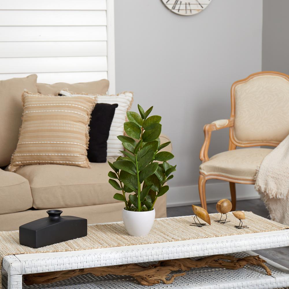 22in. Zamioculcas Artificial Plant in White Planter. Picture 3