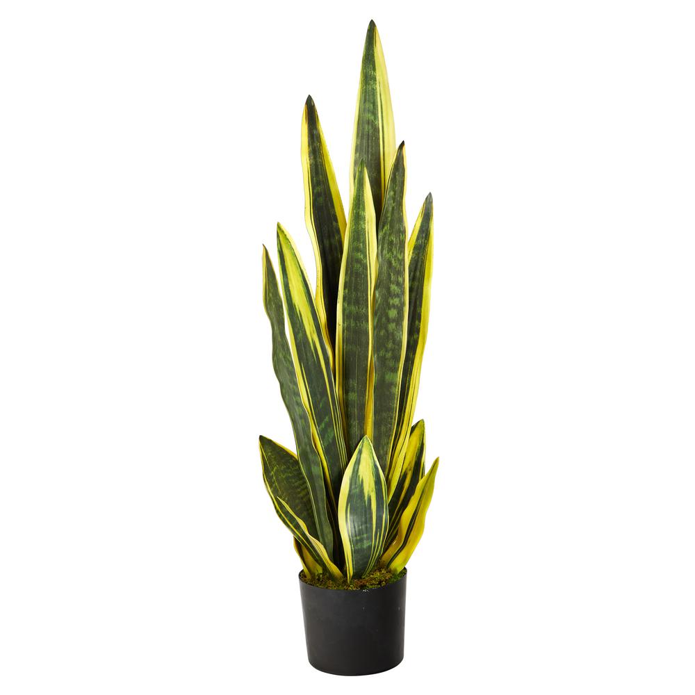 38in. Sansevieria Artificial Plant, Green. Picture 1