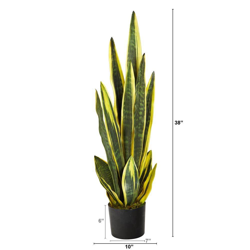 38in. Sansevieria Artificial Plant, Green. Picture 4