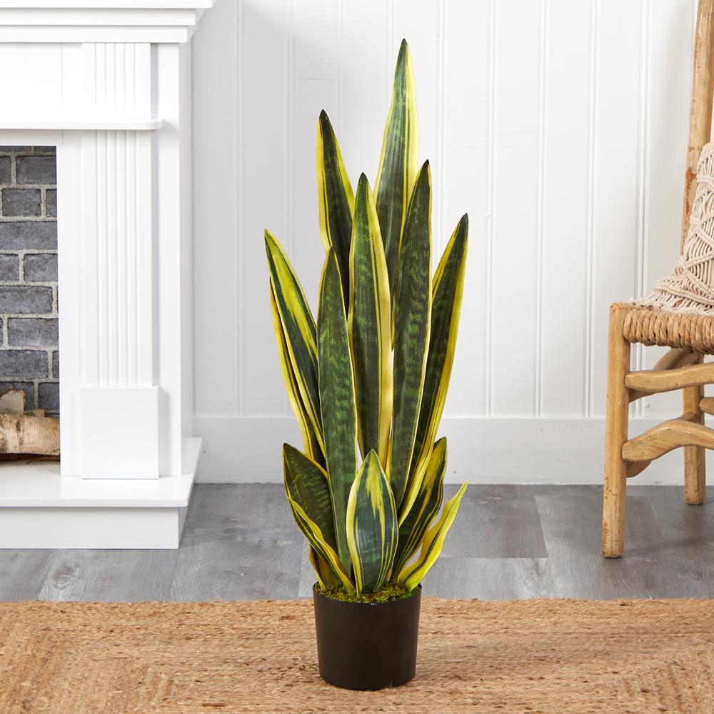 38in. Sansevieria Artificial Plant, Green. Picture 3