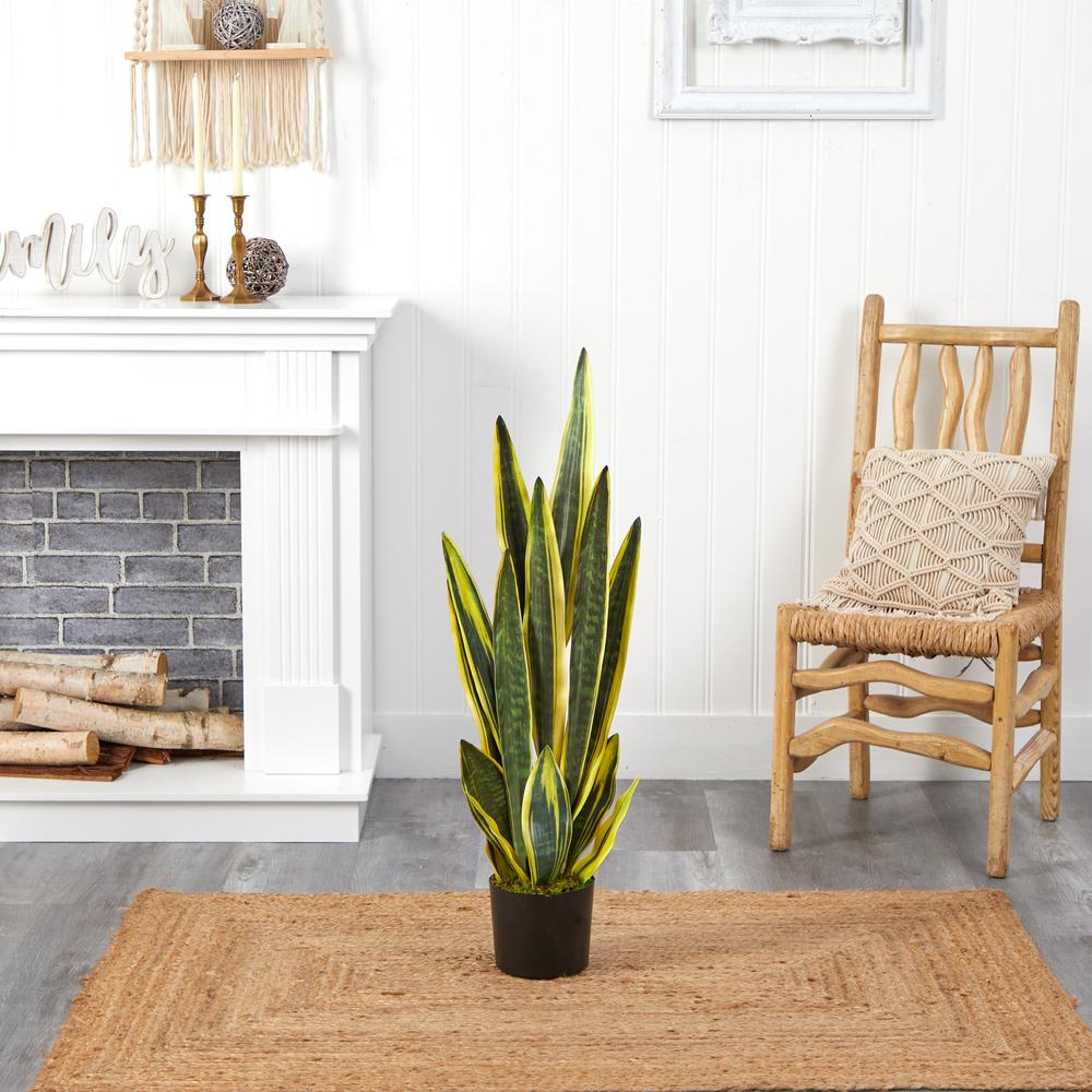 38in. Sansevieria Artificial Plant, Green. Picture 2