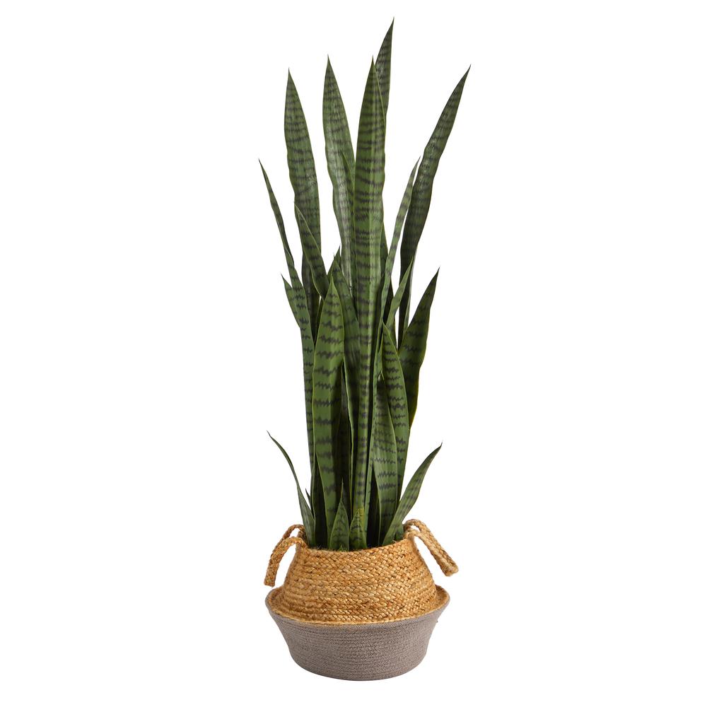 46in. Sansevieria Artificial Plant in Boho Chic Handmade Cotton. Picture 1