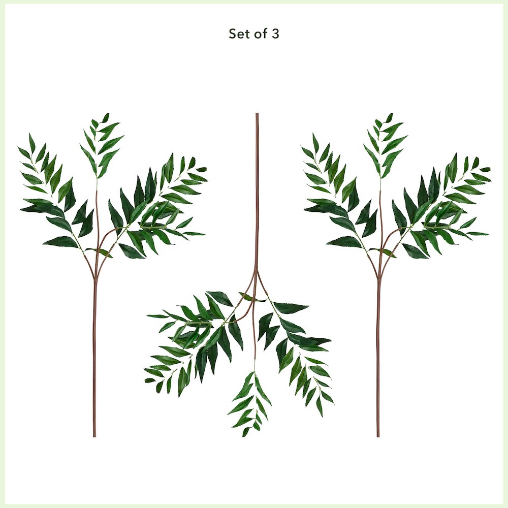 38in. Artificial Palmate Fern Stems, Set of 3. Picture 3