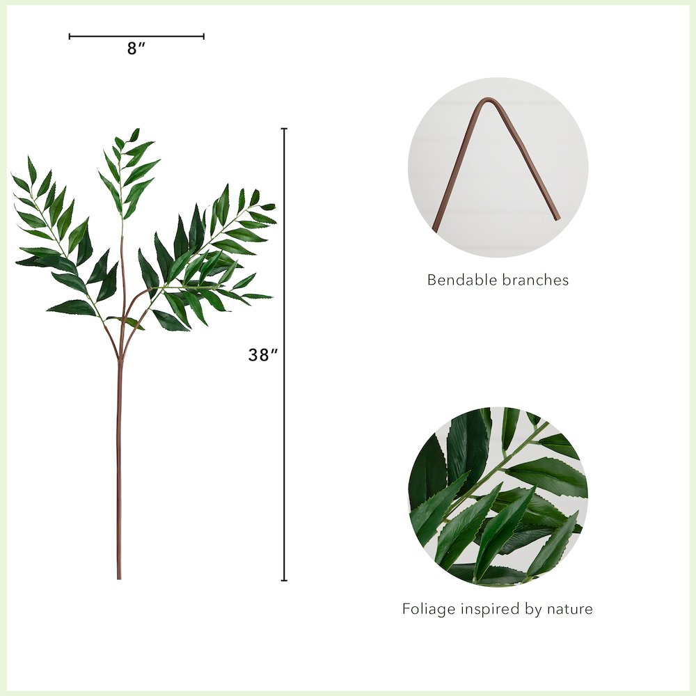 38in. Artificial Palmate Fern Stems, Set of 3. Picture 6