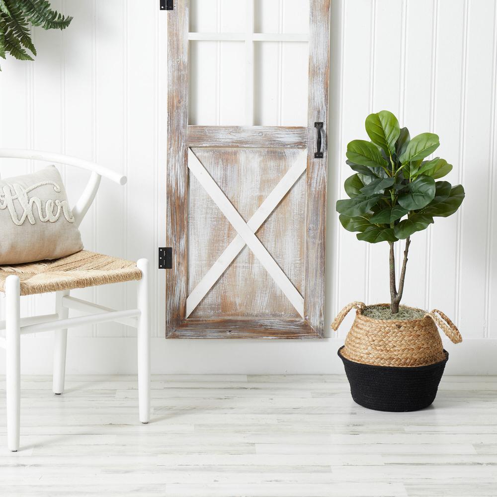 Artificial Fiddle Leaf Fig Tree with Handmade Cotton & Jute Woven Basket DIY Kit. Picture 10