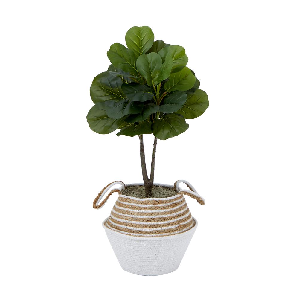 Artificial Fiddle Leaf Fig Tree with Handmade Cotton & Jute Woven Basket DIY Kit. Picture 1