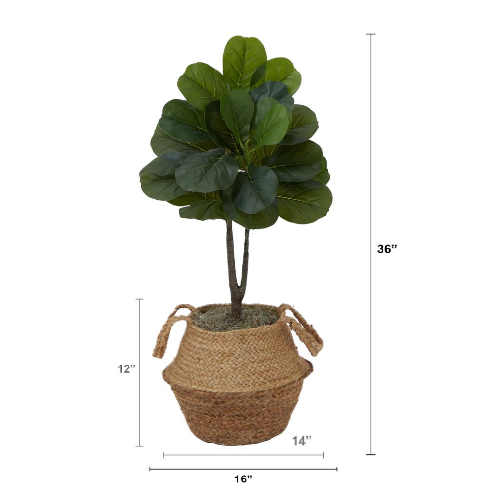 Artificial Fiddle Leaf Fig Tree with Handmade Cotton & Jute Woven Basket DIY Kit. Picture 2
