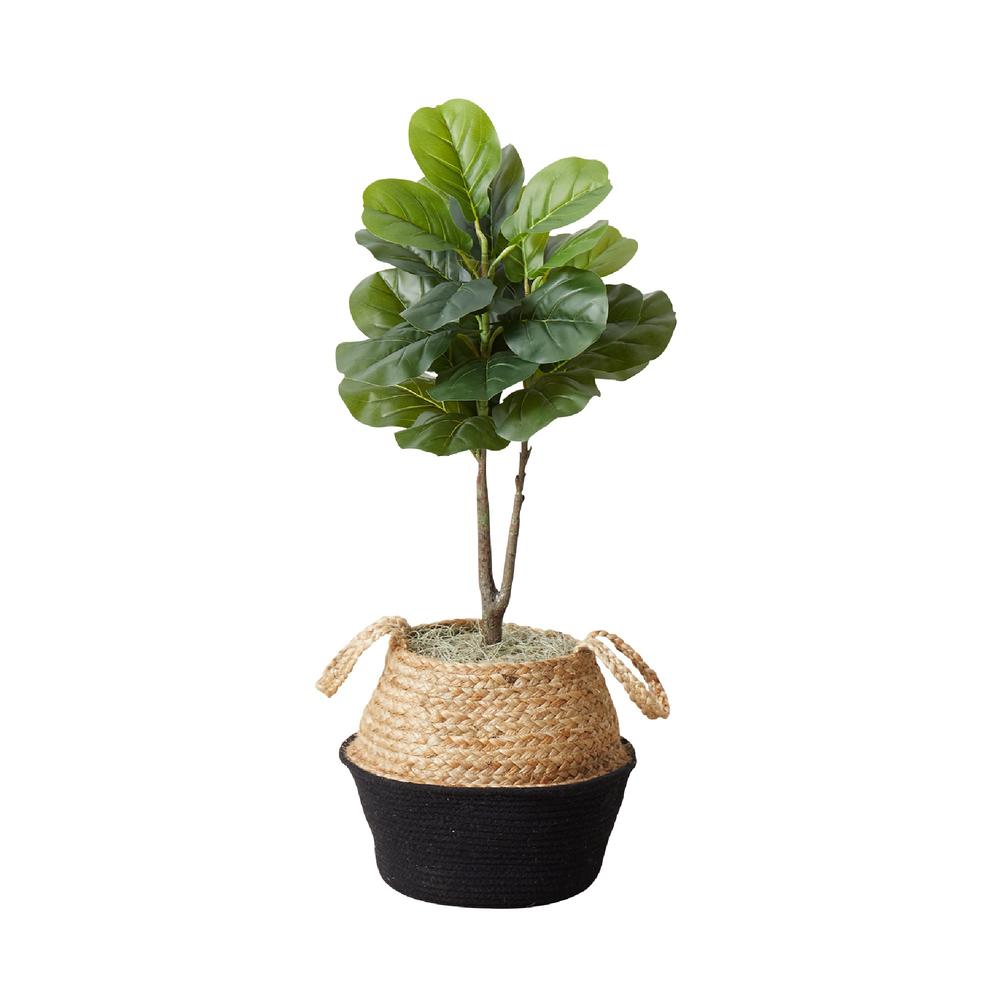 Artificial Fiddle Leaf Fig Tree with Handmade Cotton & Jute Planter- Set of 2. Picture 2