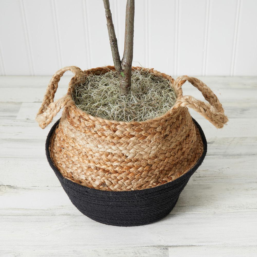 Artificial Fiddle Leaf Fig Tree with Handmade Cotton & Jute Planter- Set of 2. Picture 9
