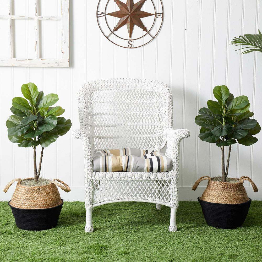Artificial Fiddle Leaf Fig Tree with Handmade Cotton & Jute Planter- Set of 2. Picture 11