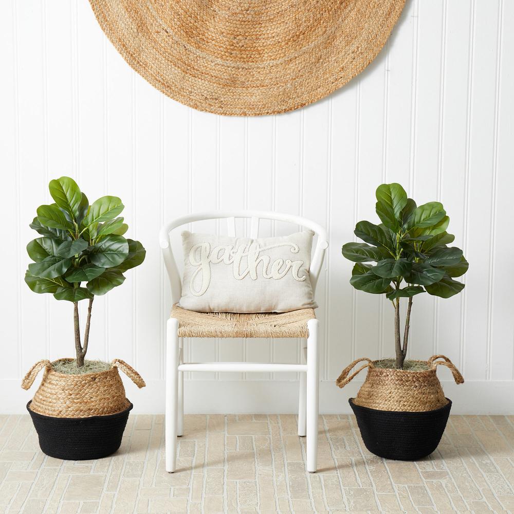 Artificial Fiddle Leaf Fig Tree with Handmade Cotton & Jute Planter- Set of 2. Picture 13