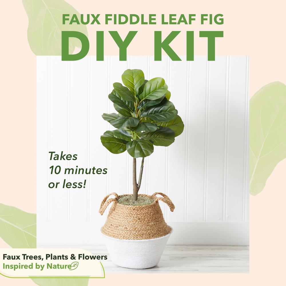 Artificial Fiddle Leaf Fig Tree with Handmade Cotton & Jute Planter - Set of 2. Picture 3