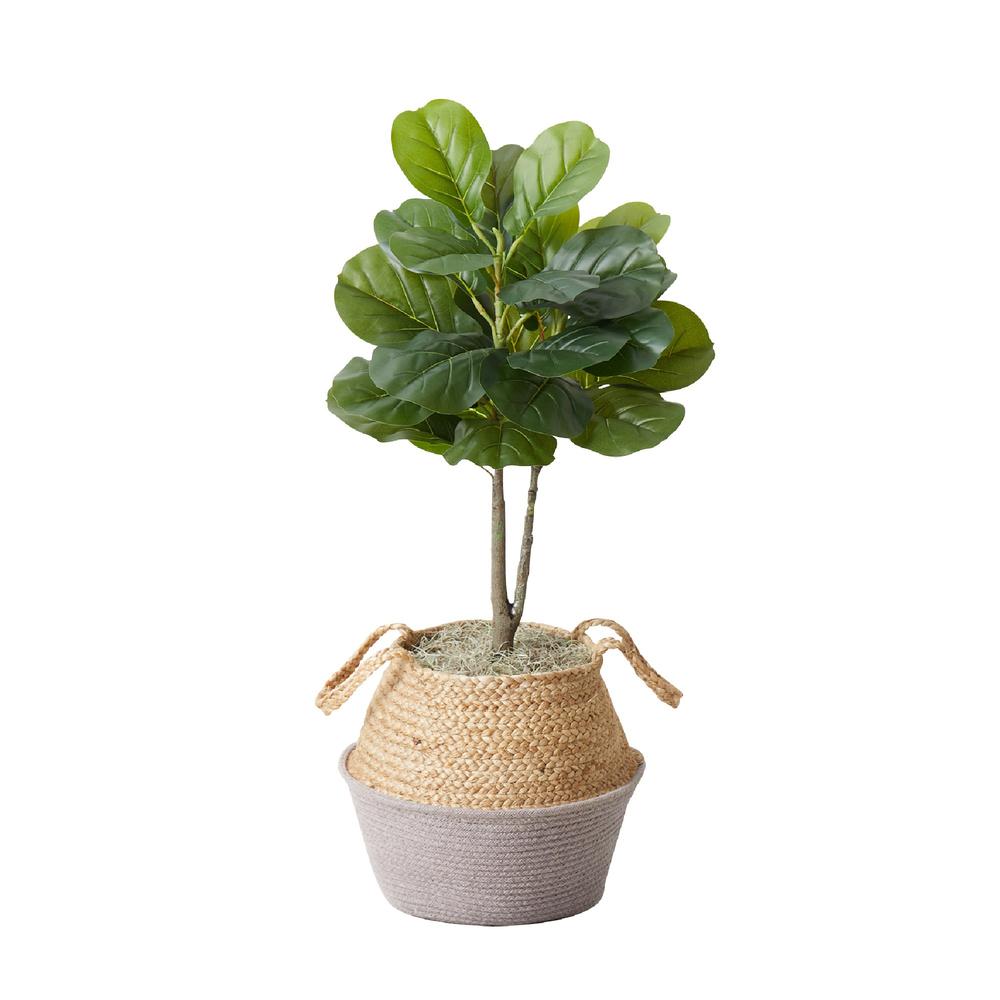 Artificial Fiddle Leaf Fig Tree with Handmade Cotton & Jute Planter - Set of 2. Picture 2
