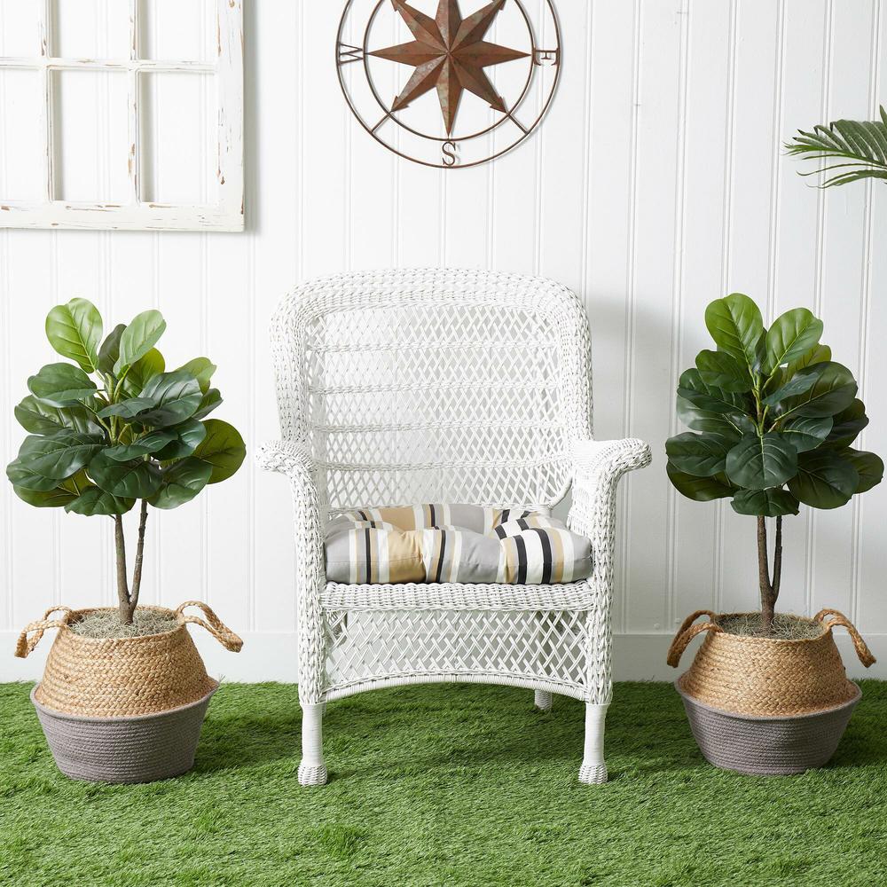 Artificial Fiddle Leaf Fig Tree with Handmade Cotton & Jute Planter - Set of 2. Picture 11