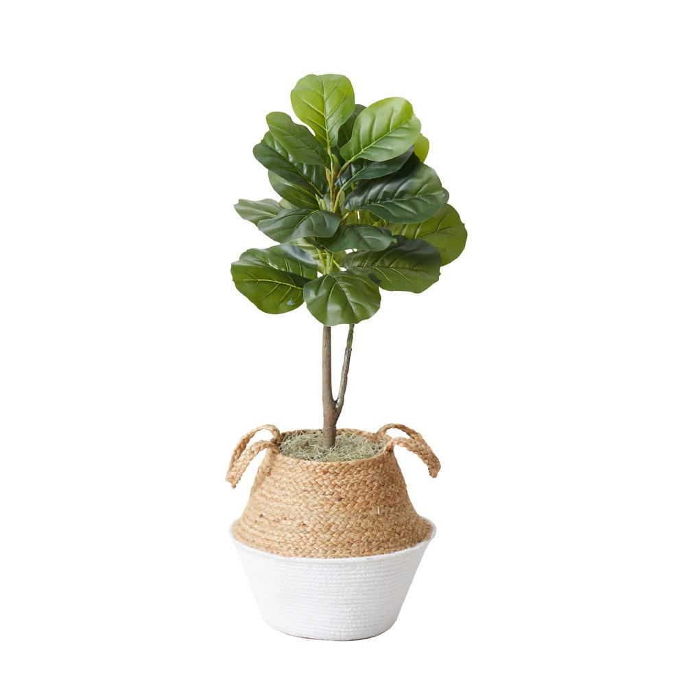 Artificial Fiddle Leaf Fig Tree with Handmade Cotton & Jute Planter - Set of 2. Picture 2