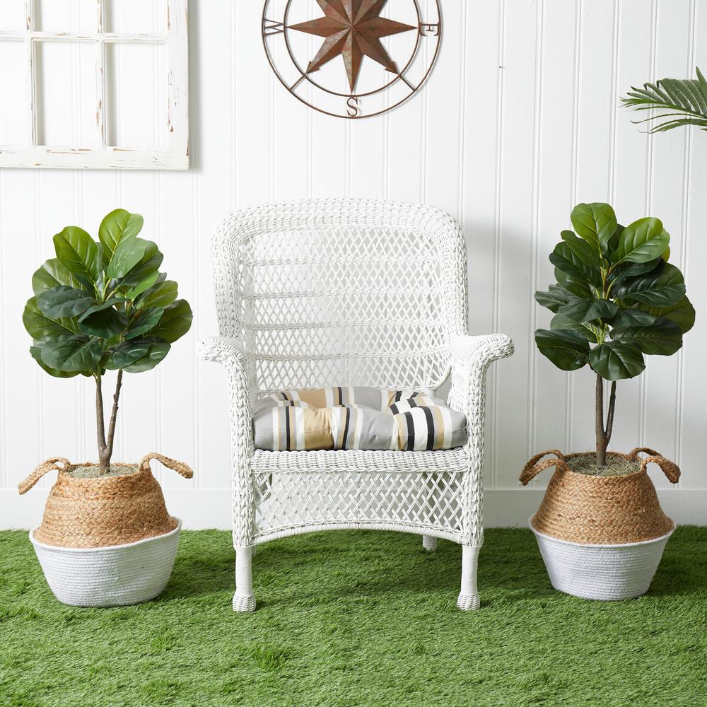 Artificial Fiddle Leaf Fig Tree with Handmade Cotton & Jute Planter - Set of 2. Picture 11