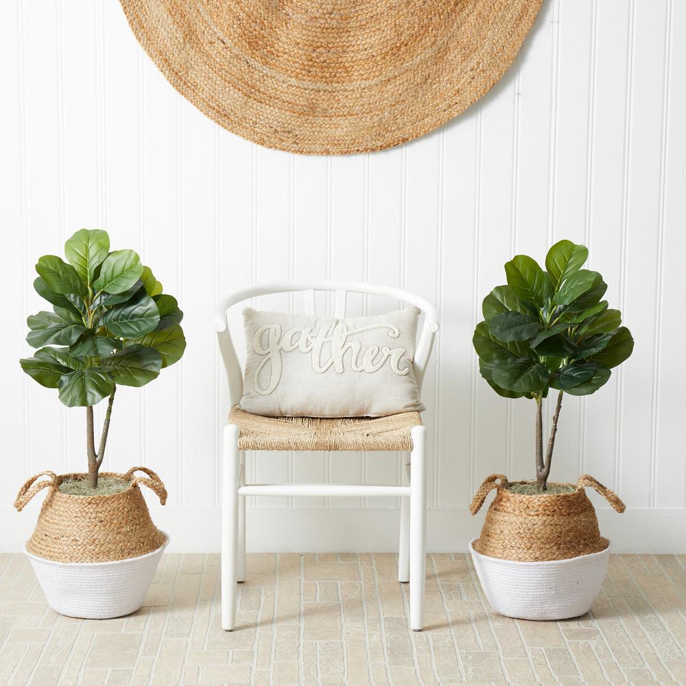 Artificial Fiddle Leaf Fig Tree with Handmade Cotton & Jute Planter - Set of 2. Picture 12