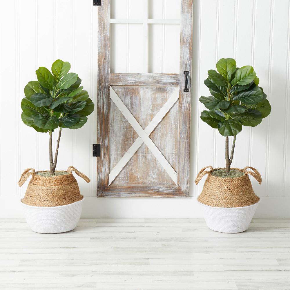 Artificial Fiddle Leaf Fig Tree with Handmade Cotton & Jute Planter - Set of 2. Picture 13