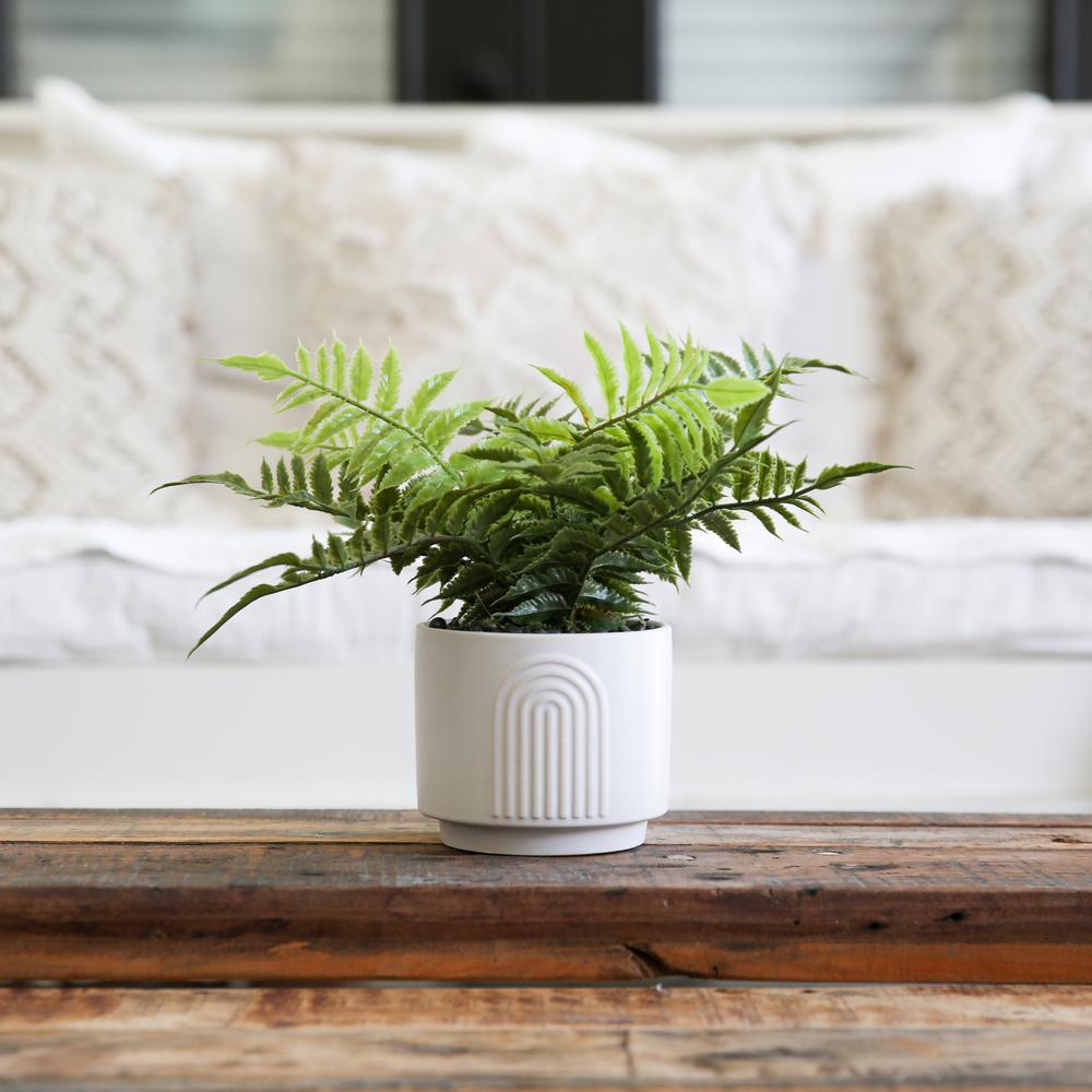 13in. Artificial Boston Fern Plant with Decorative Planter. Picture 3
