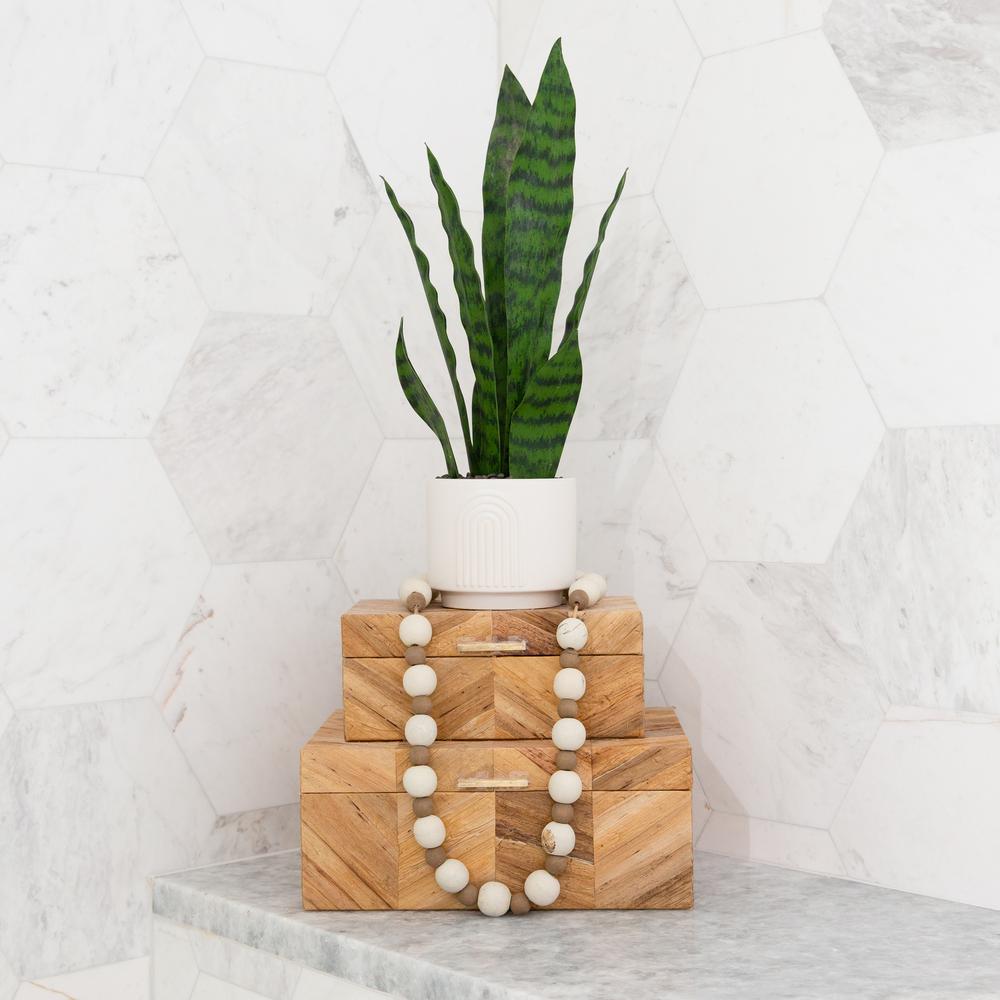 16in. Artificial Sansevieria Snake Plant with Decorative Planter. Picture 5