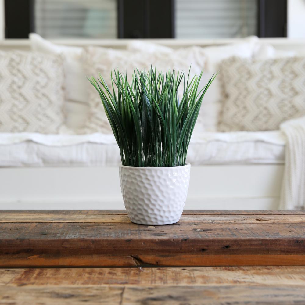 9in. Artificial Grass Plant with Decorative Planter. Picture 5