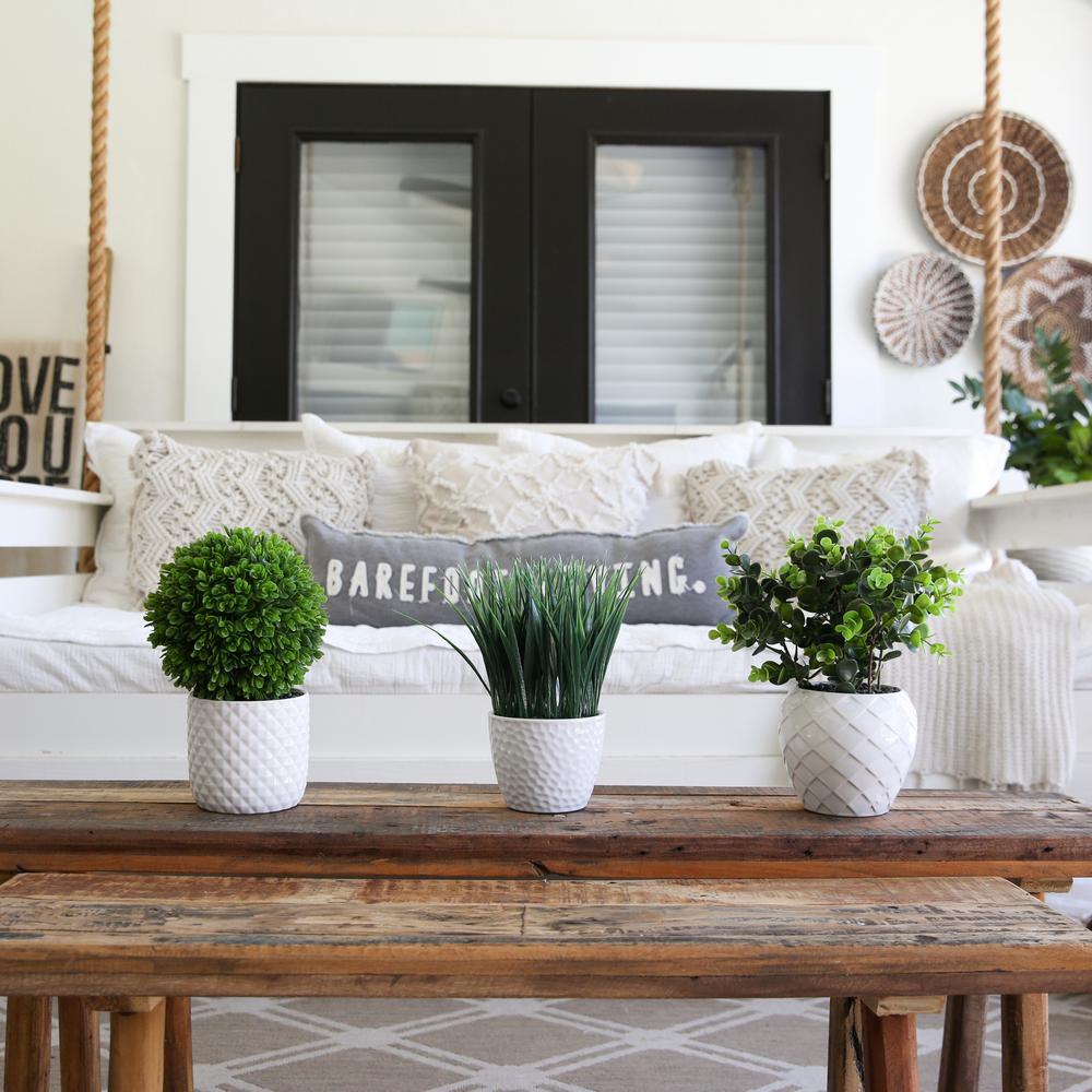 10in. Artificial Boxwood Topiary Plant with Decorative Planter. Picture 4