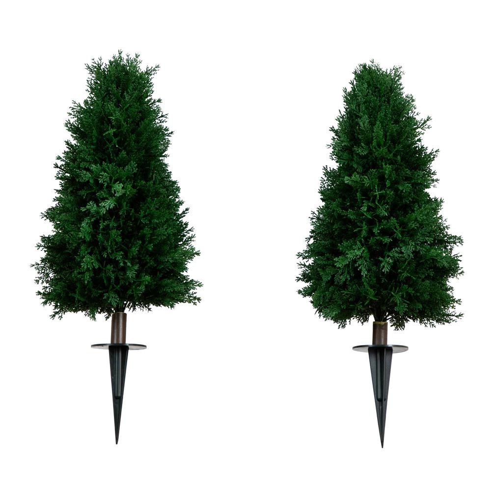 Artificial Cedar Plant with Integrated Ground Stake (Indoor/Outdoor) - Set of 2. Picture 7