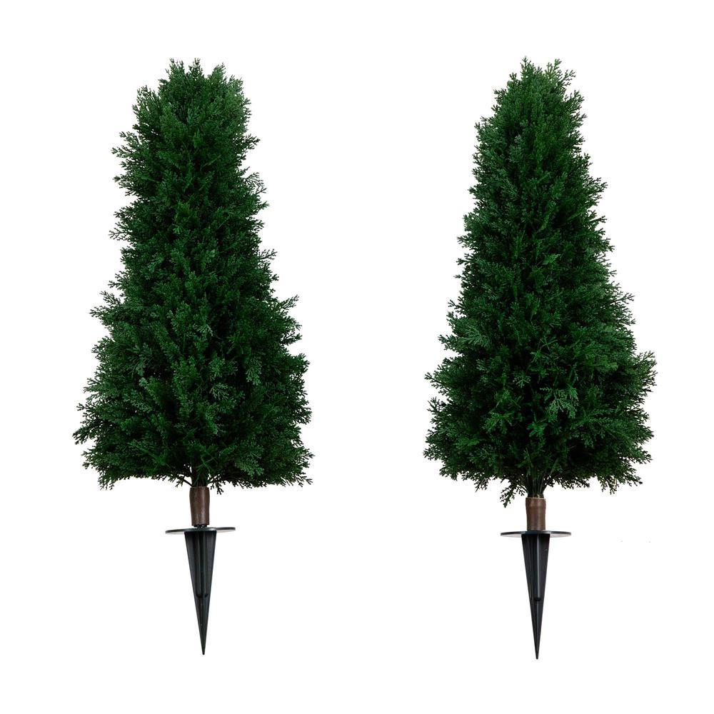 Artificial Cedar Plant with Integrated Ground Stake (Indoor/Outdoor) - Set of 2. Picture 9