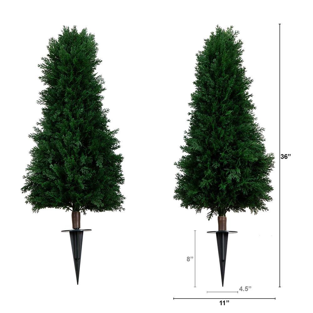 Artificial Cedar Plant with Integrated Ground Stake (Indoor/Outdoor) - Set of 2. Picture 1