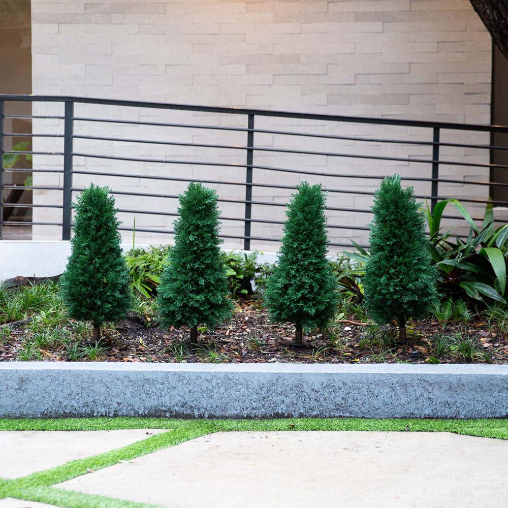 Artificial Cedar Plant with Integrated Ground Stake (Indoor/Outdoor) - Set of 2. Picture 7