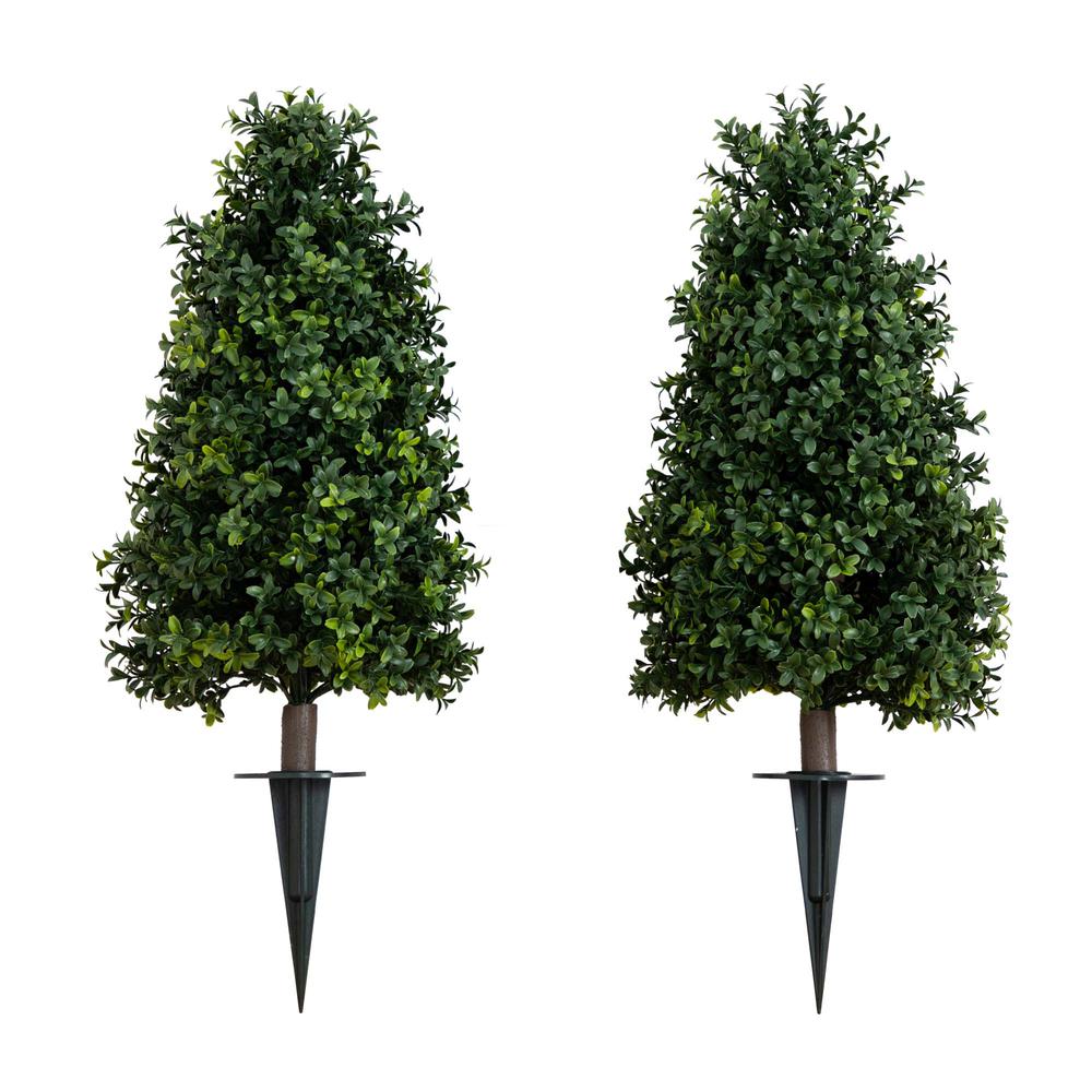 Boxwood Plant with Integrated Ground Stake (Indoor/Outdoor) - Set of 2. Picture 8