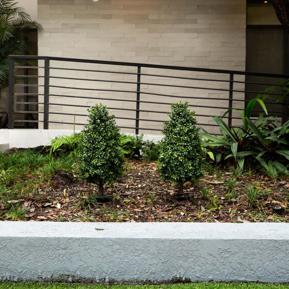 Boxwood Plant with Integrated Ground Stake (Indoor/Outdoor) - Set of 2. Picture 7