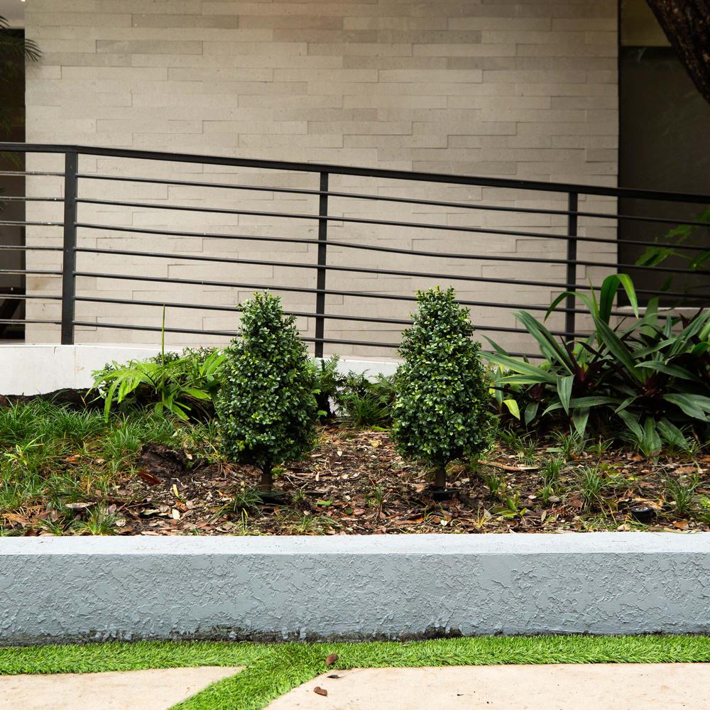 Boxwood Plant with Integrated Ground Stake (Indoor/Outdoor) - Set of 2. Picture 6