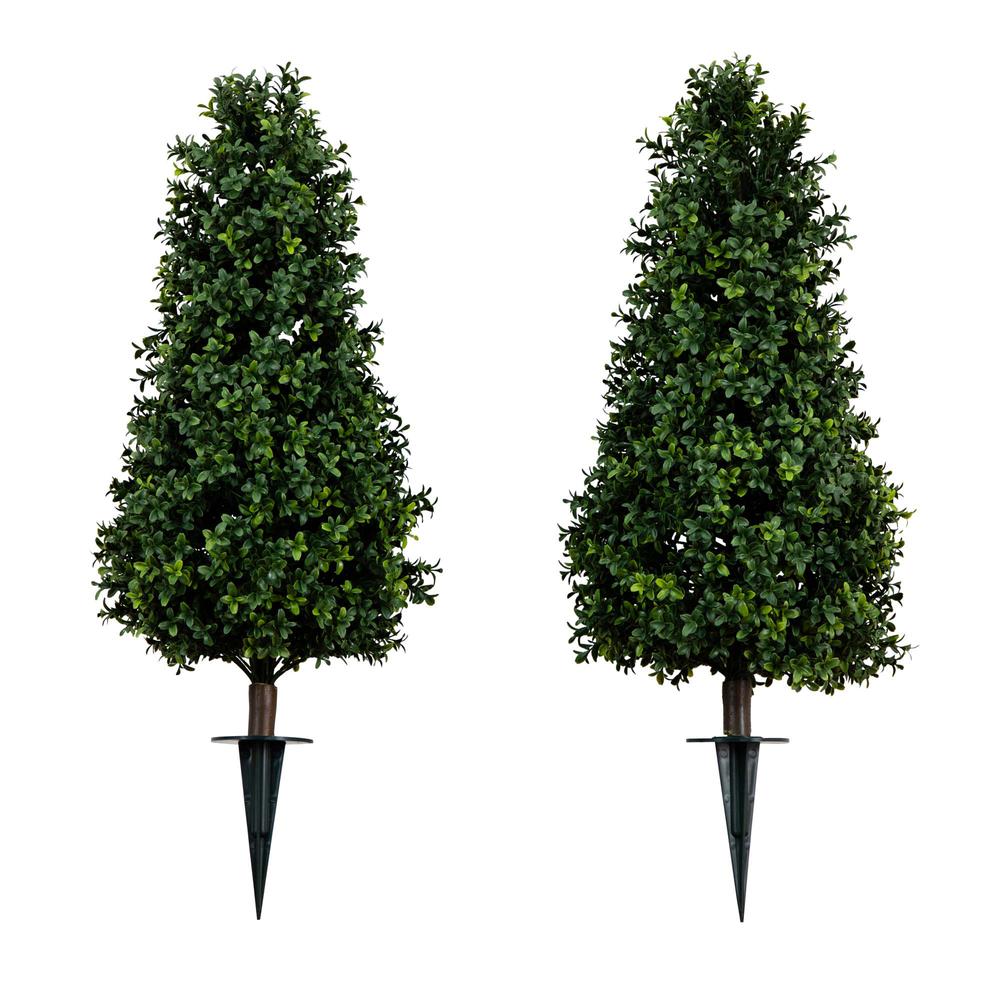 Boxwood Plant with Integrated Ground Stake (Indoor/Outdoor) - Set of 2. Picture 7