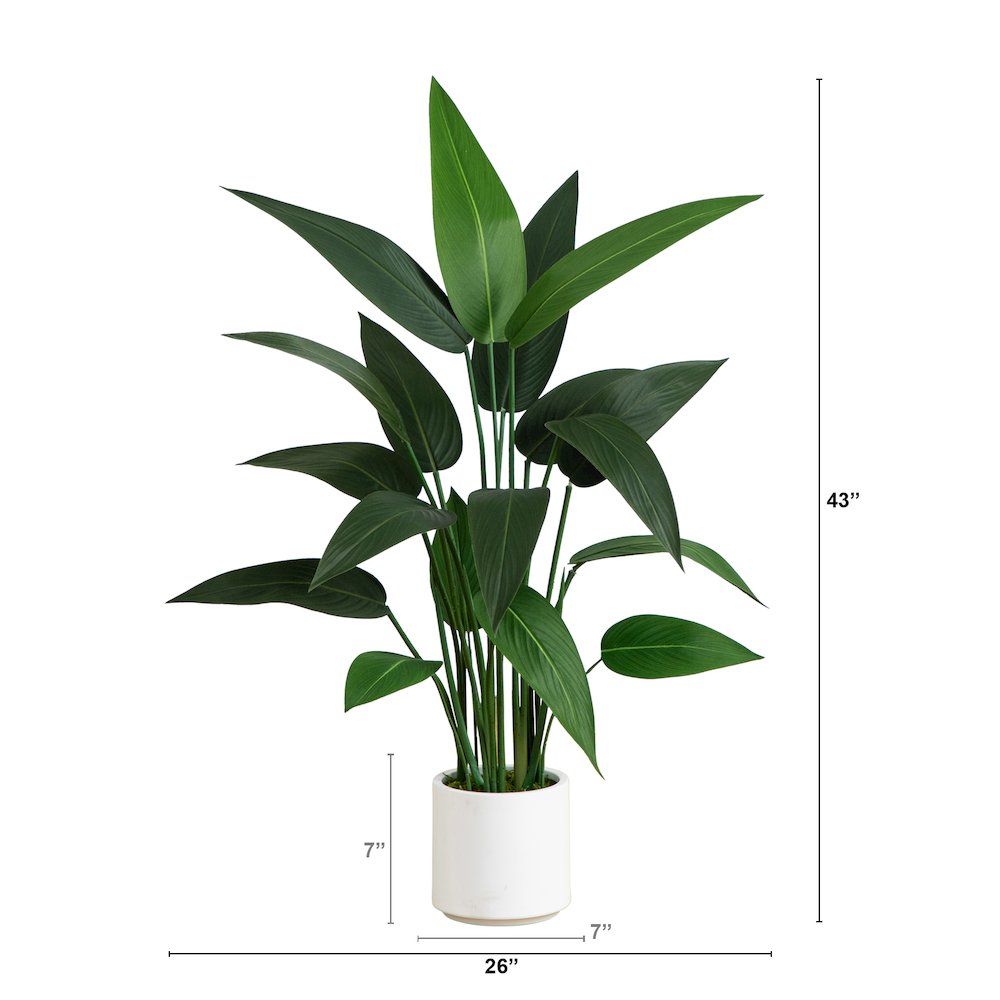 43in. Artificial Sky Bird Tree in White Decorative Planter. Picture 1