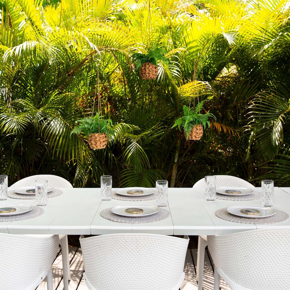 10in. UV Resistant Artificial Boston Fern in Hanging Wicker Basket Set of 3. Picture 9