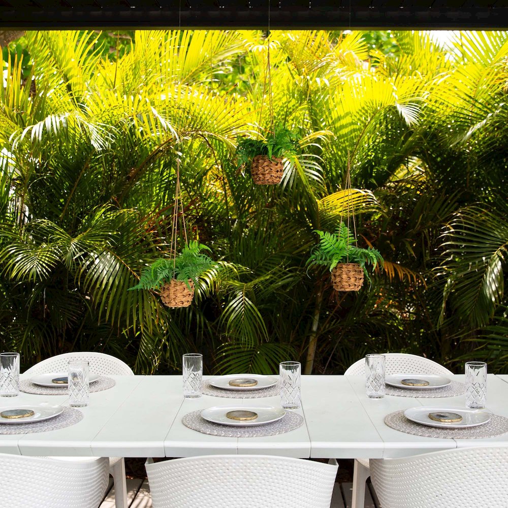 10in. UV Resistant Artificial Boston Fern in Hanging Wicker Basket Set of 3. Picture 10
