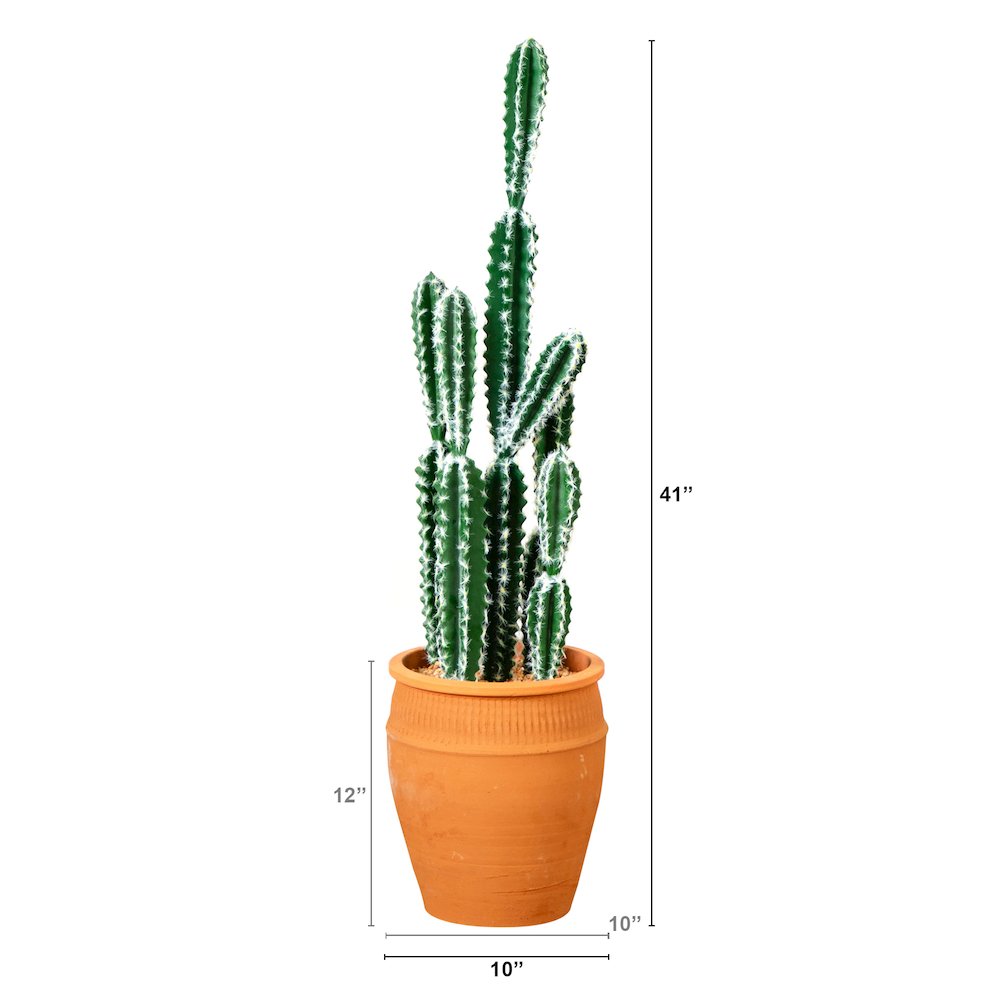 41in. Artificial Cactus in Terracotta Planter. Picture 1